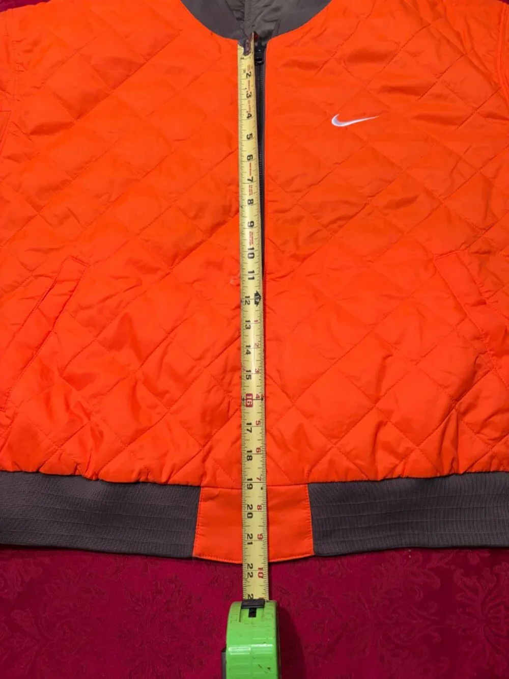 Nike Reversible Quilted Bomber Jacket Full Zip Orange Olive Green 1X